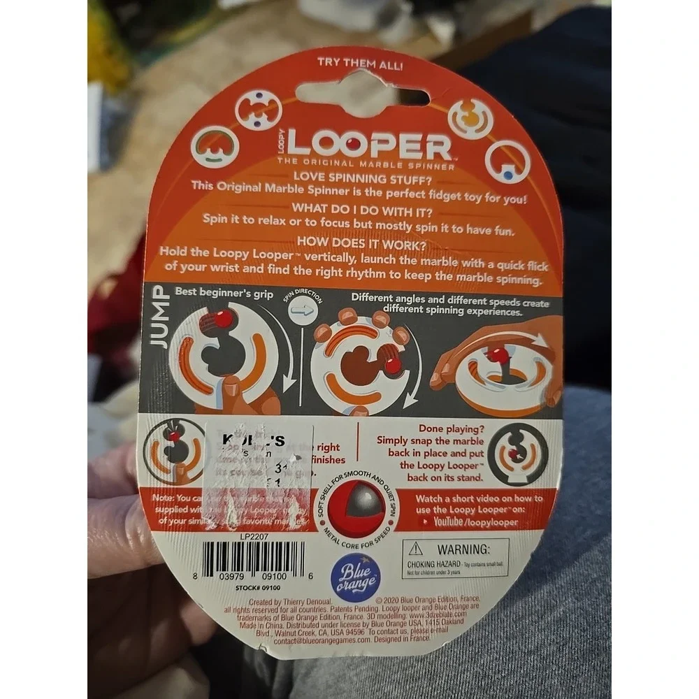 Orange Loopy Looper Jump- The Original Marble Spinner Skill Fidget LP2207 NIPS
